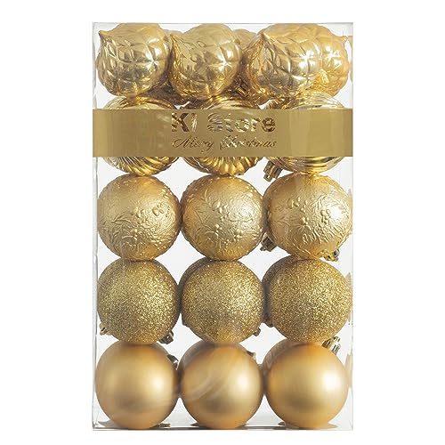 30 Stück Weihnachtsdekorationen, goldene Weihnachtsbaumkugeln 6 cm...