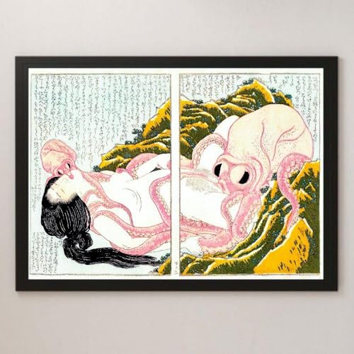葛飾北斎『春画 蛸と海女』浮世絵 アート 光沢 ポスター A3 葛飾北斎『春画 蛸と海女』浮世絵 アート 光沢 ポスター A3