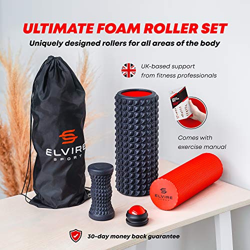 image for ELVIRE SPORT Foam Roller for Exercise - Premium Foam Roller Set 4 in 1