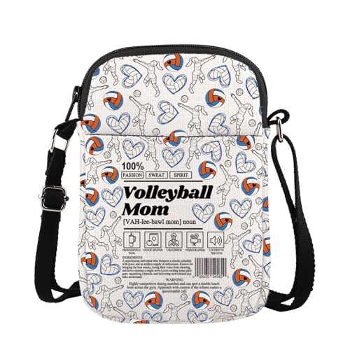 WSNANG Presentes de vôlei para jogadores, equipes, vôlei, mãe, bolsa tiracolo com zíper, presente de agradecimento do time de voleibol, mãe, treinador, Cb de vôlei