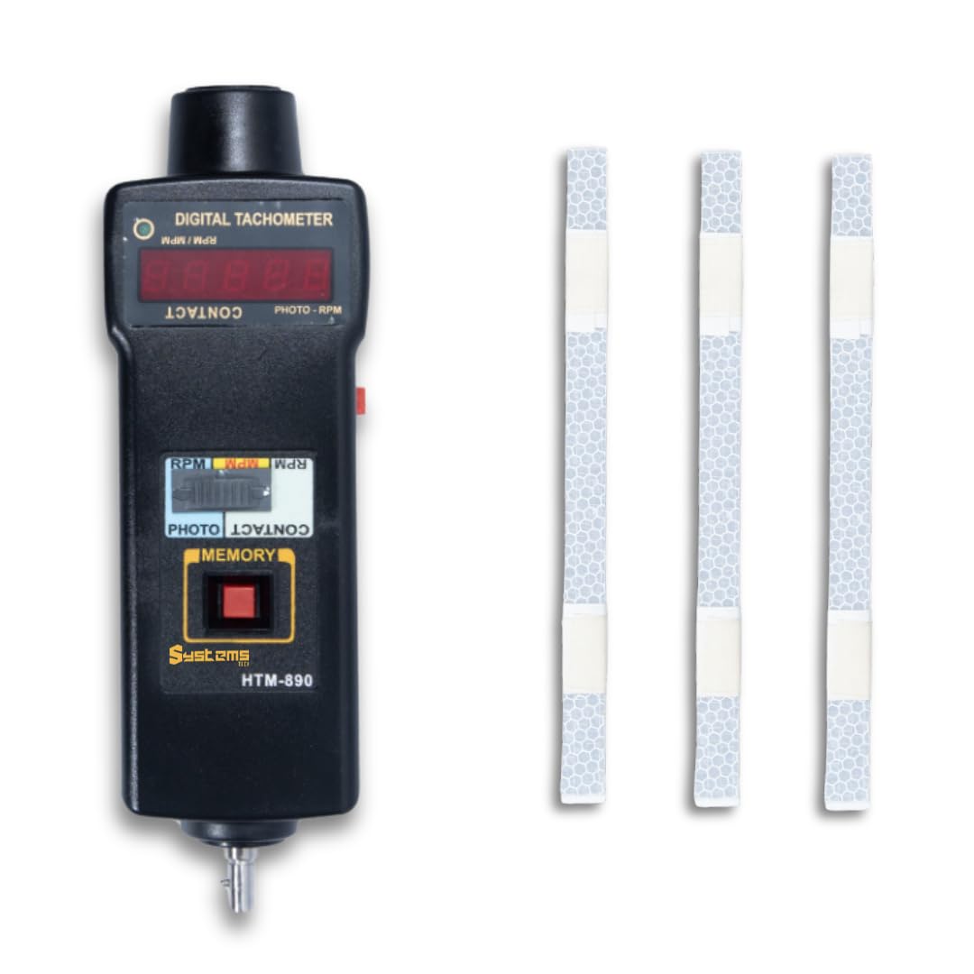 HTM-890 2-in-1 Contact cum Non Contact Digital Tachometer (HTM-890 Tachometer + Reflective Tape)