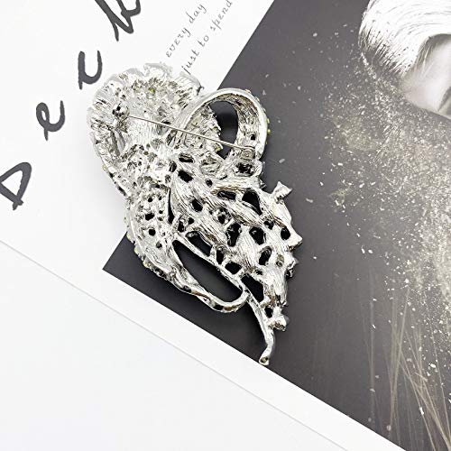 Image of LAXPICOL Vintage Clear Austrian Crystal Elegant Flower Bouquet Wing Brooch for Women