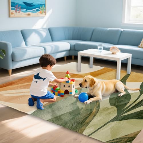 Tapete Boho Tropical Leaves lavable 215x152 cm miniatura 7