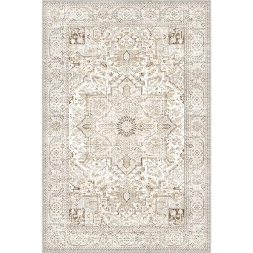 Tapete decorativo 2x3 ligero y lavable beige miniatura 1