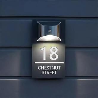 Custom Solar House Sign, Personalised House Number with Solar Light, Personalized Solar House Number Sign, Custom Outdoor Home Numbers Street Name LED Modern House Signs for Home/Yard (Silver)