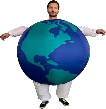 Adult Inflatable Globe Moon Costume- Halloween Cosplay Outfit for Parties, Funny Space Theme Dress-Up