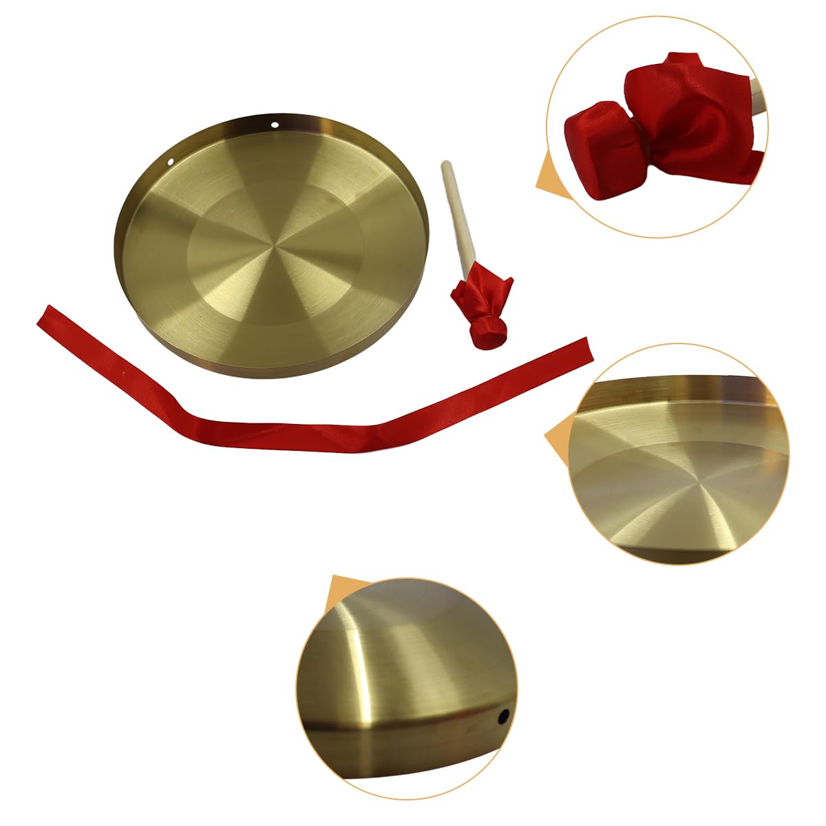 Hand Gong Becken 32 cm Messing Kupfer Gong Kapelle Oper Schlaginstrument mit rundem Spielhammer