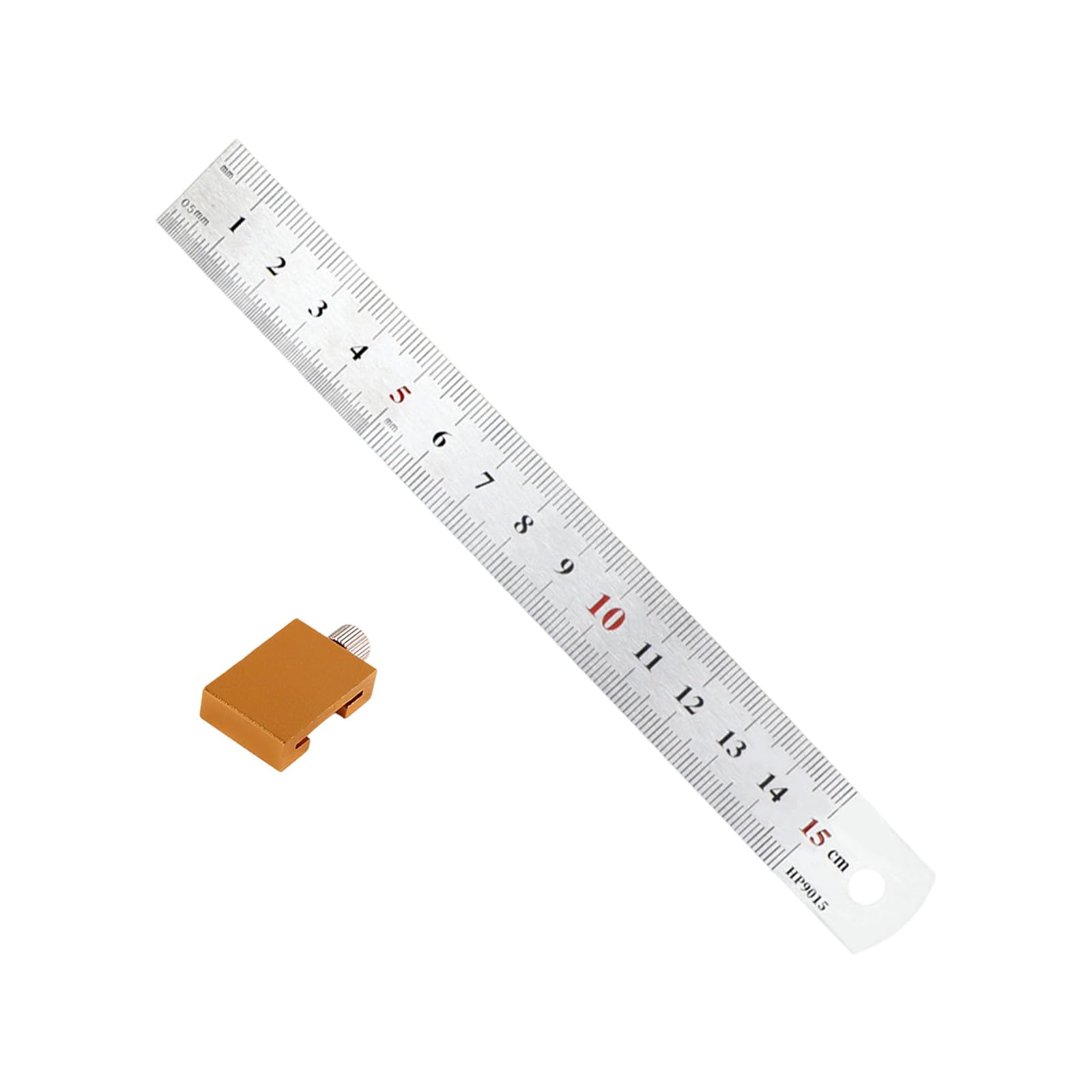 Tsophreniq 15Cm Professional Woodworking Scale With Alignment Block Aluminum Marking Ruler For Enhances Accuracy In Woodcraft Tasks Golden Marking Gauges For Carpentry