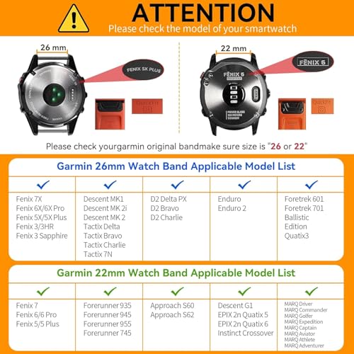 Correa deportiva de nylon 26mm compatible Garmin Fenix miniatura 5