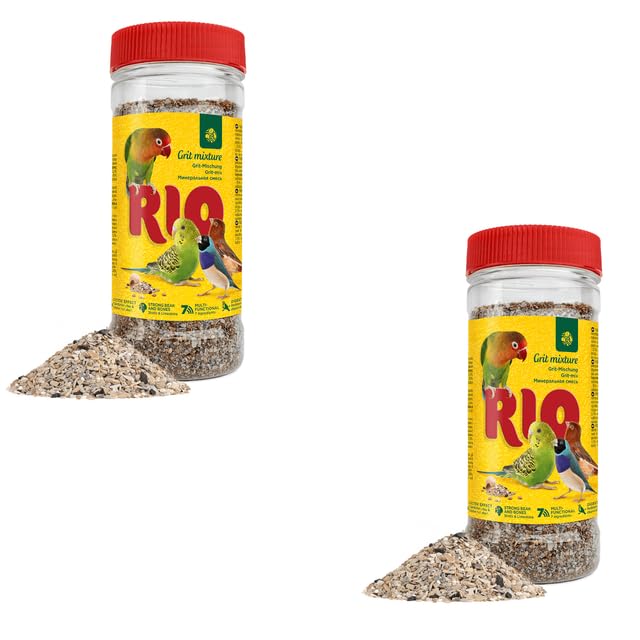 RIO Grit-Mischung | Doppelpack | 2 x 520 g | Mineralfuttermittel für Vögel | Zur Unterstützung der Verdauung | Enthält wichtige Mineralstoffe wie Kalzium, Phosphor und Natrium