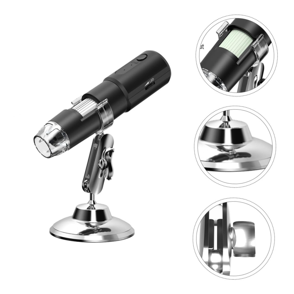 Gadpiparty Microscopio Digitale Portatile Wireless Con Ingrandimento Ispezione Facile e Salvataggio Immagini Reale Ottimo Strumento Didattico Per Scuole e Insegnanti Base Stabile e Controllo