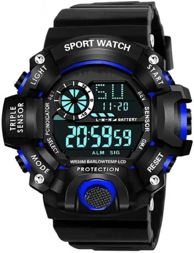 QALIBA Stylish Watches for Men Digital Watch - for Boys & Girls Men Sports Watch-Shockproof-Functional Automatic Black (Blue) (B0C6V7FMYR) Amazon Price History, Amazon Price Tracker