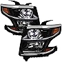 Carpartsinnovate For Black 15-20 Chevy Tahoe Suburban LED DRL Bar Projector Headlights Left+Right