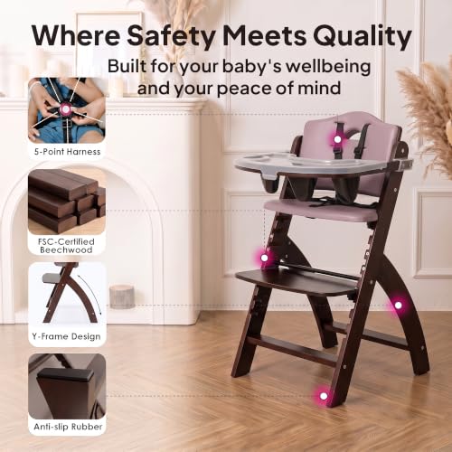 Image of Abiie Beyond Junior Convertible Wooden High Chair with Removable Tray