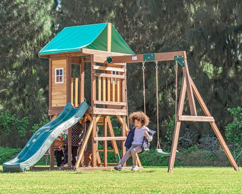 DOLPHIN PLAYGROUND T Holz-Schaukel Set mit Rutsche, Robustes Gartenspielzeug mit...