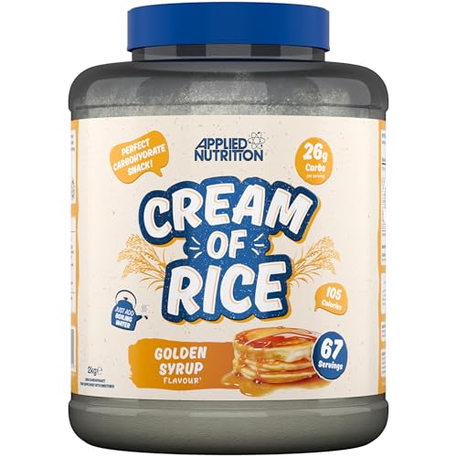 Applied Nutrition Cream of Rice - High Carbohydrate Cream of Rice Supplement, Source of Energy for Breakfast & Snacks, Easy to Digest, Low Sugar, Low Fat, Vegan, 2kg (Golden Syrup)