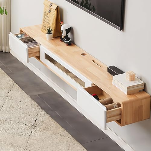 Hallway Storage Drawers Console Table Entryway for Entrance,Floating TV Stand Solid Wood Wall Mounted TV Cabinet Modern Lowboard for Living Room Home Entertainment (120 240 cm) Stylish & Fun image 5