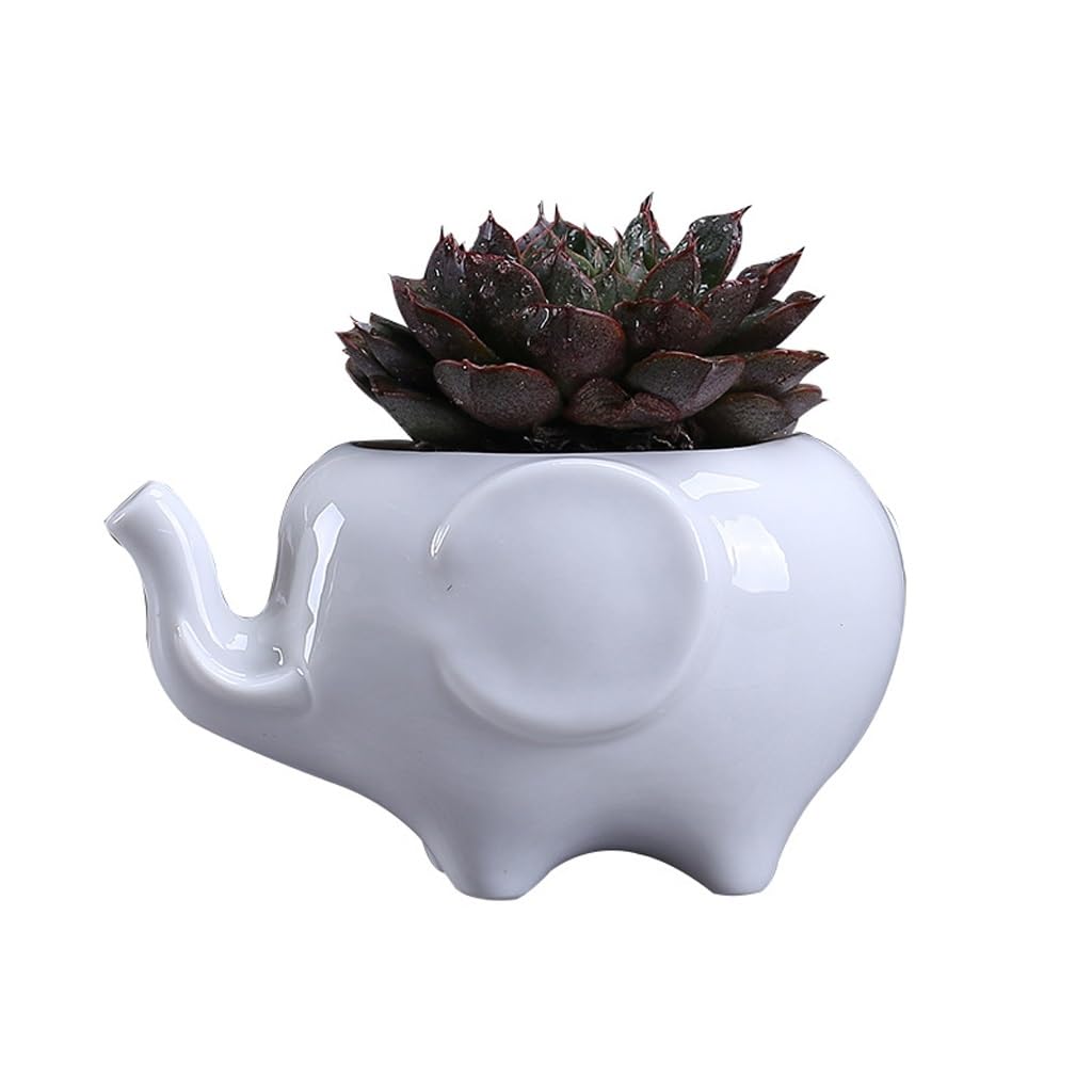 GELASIGE Flower Pots Creative Succulent Flowerpots, Ceramic Flowerpot Ornaments, Small Elephant Desktop Flowerpots Outdoor Flower Pots