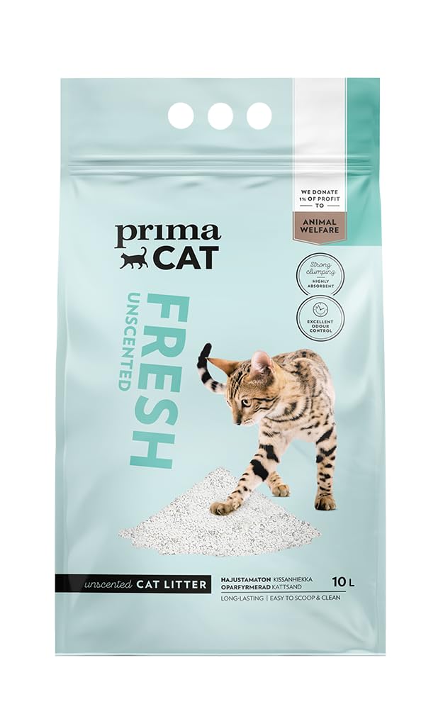 PrimaCat - Hygienic Unscented Cat Litter, Long Lasting Clay, 10L (8.7kg)- Amazon Exclusive
