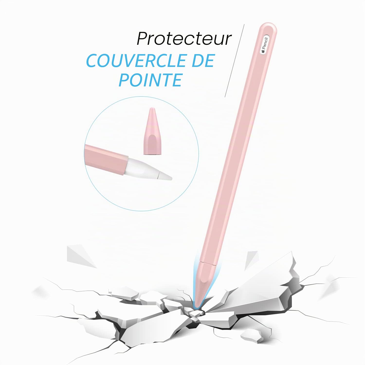 Moko Coque Compatible avec iPad iPencil 2e Génération, Étui Housse de Protection pour Stylet en Silicone, Cover de Stylet avec Pointes de Rechange et Clip Intégré - Rose Clair
