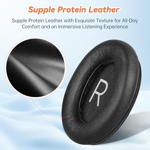 Image of Aurivor Replacement Ear Pads for Bose QuietComfort 45 35 ii (QC45 QC35) Headphones, Anti-Tear Earpads Cushions for QC SE SC & New Quiet Comfort (Deep Bass), Softer Foam & Leather (Black)