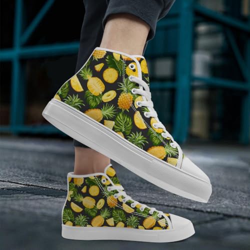 Women's Men's Pineapple High Top Shoes Tropical High Top Canvas Sneakers Lace Up Casual Shoes for Men Women2