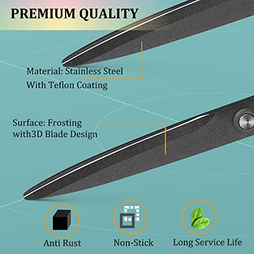 Awontar 8.5" All Purpose Scissors, Ergonomic Semi-Soft Rubber Grip Fabric Scissors, Stainless Steel With Teflon Coating Sewing Scissors, Non-Stick, Black/Yellow Handle #TOP4