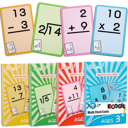 Koogel 144PCS Math Flash Cards, Addition Subtraction Division ...