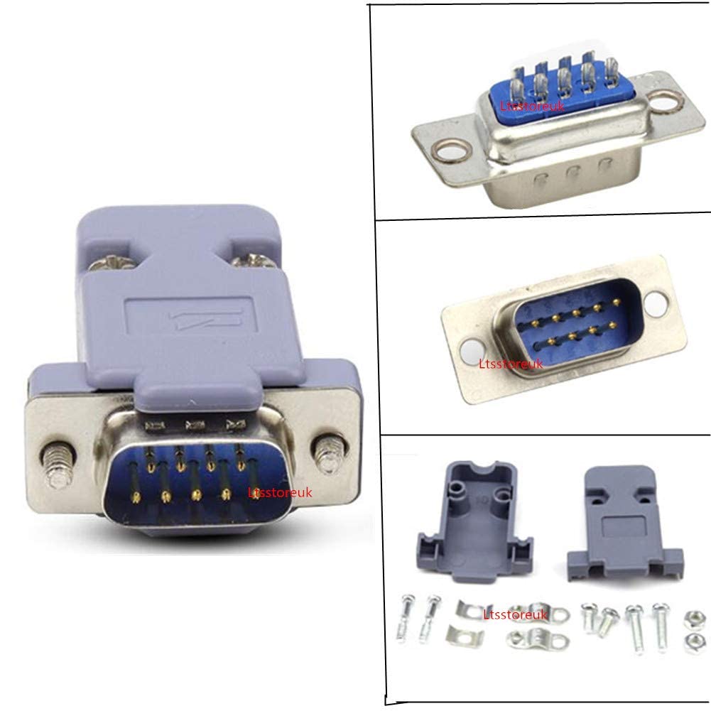 Lsgoodcare 20 porte seriali parallele RS232 DB9 9 pin D Sub maschio connettore di saldatura femmina per 20 pezzi DB9 cover in plastica