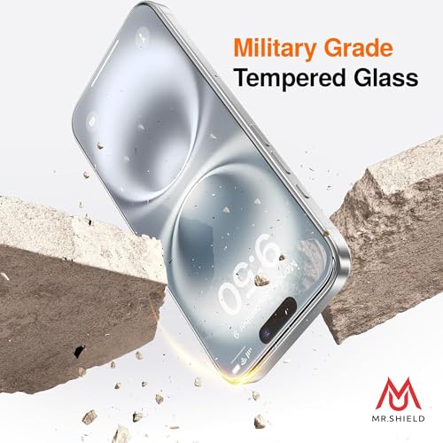 Image of Mr.Shield Screen Protector Tempered Glass for iPhone 16 and iPhone 15 - 9H Hardness Screen Guard, HD Clear [1 Pack]