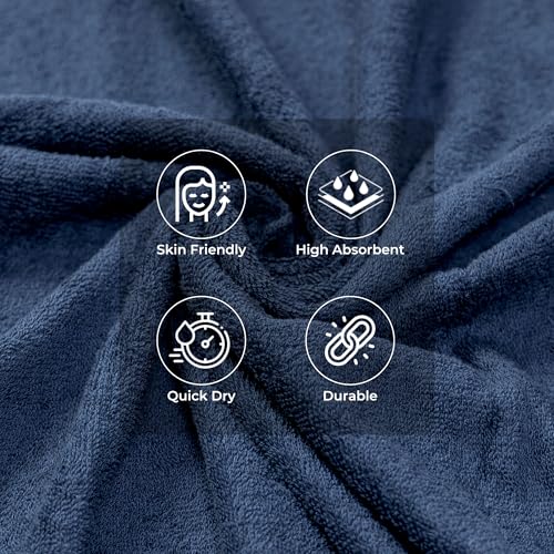 Image of Cotton Face Towel Pack of 4, 100% Cotton Towels, Soft Absorbent Small Gym Towel for Face, 400 GSM Quick Dry Bathroom & Travel Towels Men & Women, 30 x 30 cm, Beige & Navy