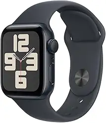Apple Watch SE GPS • Caixa meia-noite de alumínio – 40 mm • Pulseira esportiva meia-noite – P/M