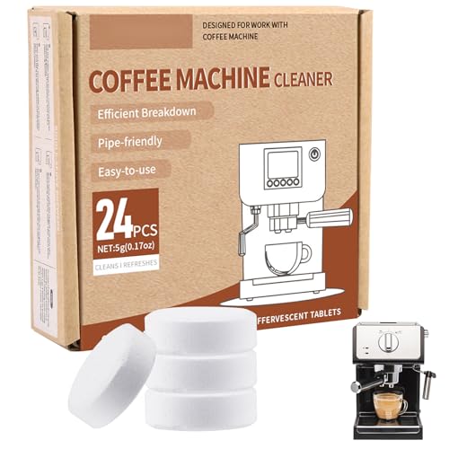24 Pieza Pastillas de Limpieza y Descalcificador para Cafeteras Automáticas, Compatible con Jura, Siemens, Melitta, Nivona, Krups, Bosch, Miele y Más – Pastillas Descalcificadoras para Cafeteras