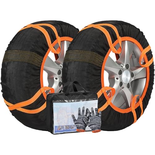 布製タイヤチェーン 軽自動車 非金属タイヤチェーン 265/40R22 簡単装着 乗用車用スノーチェーン 滑り止めチェーン 駆動輪2本分 軽量 静音 ジャッキアップ不要 冬の雪?策 収納バッグ付き
