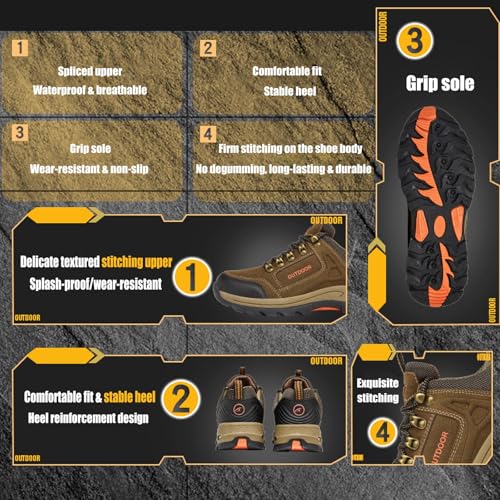 VOODUE Duddle Orthopedic Shoes for Men, Duddle Orthopedic Shoes, Men's Outdoor Lightweight Breathable Orthopedic Hiking Shoes for Outdoor Hiking(Brown,US 10-11)3