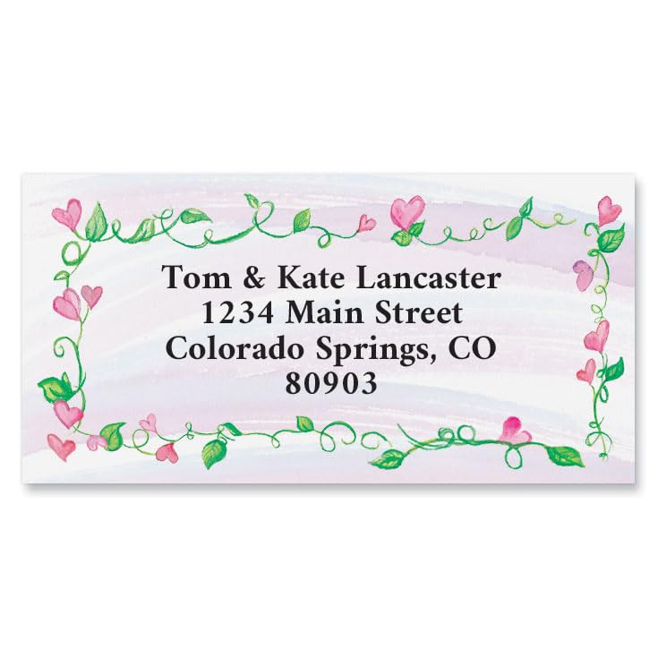 Colorful Images Hearts & Vines Valentine’s Day Return Address Mailing Labels, Personalize with Name and Shipping Address, Set of 144 Self Adhesive,