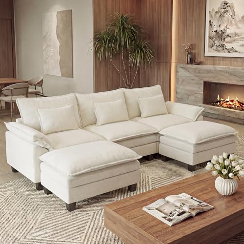 Image of URRED Oversized Modular Sectional Sofa,White:122 inch U Shaped
