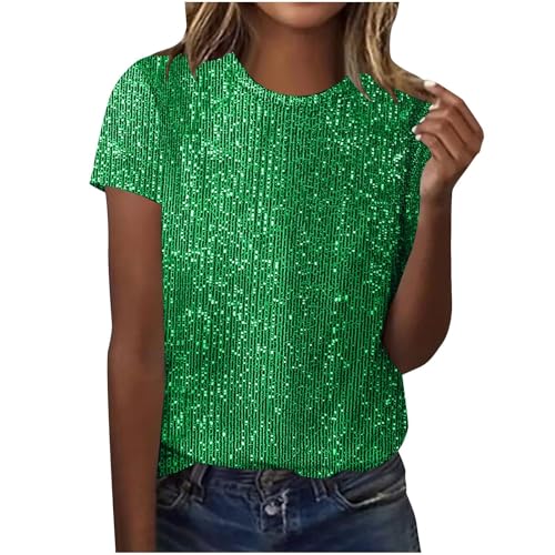 Tee shirt ample femme manche courte brillant paillette pour look chic