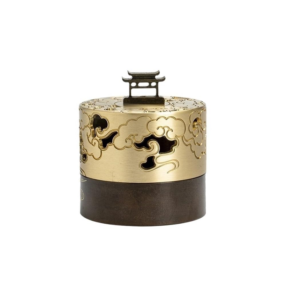 Vintage Round Copper Incense Burner With Lid Indoor Creative Decorative Ornament Holder Decor