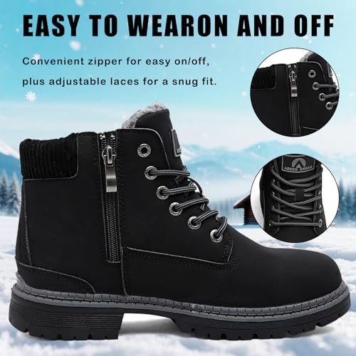 VTASQ Winterstiefel Damen Gefüttert Winterschuhe Wasserdicht Warme Winter Boots Outdoor Wanderschuhe Rutschfest Frauen Schneestiefel Kurzschaft Stiefel Schwarz EU39