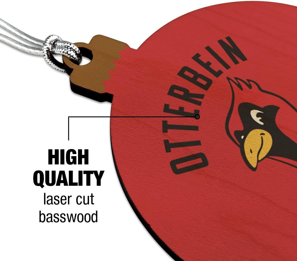 GRAPHICS & MORE Otterbein University Cardinals Logo Wood Christmas Tree Holiday Ornament - Image 3