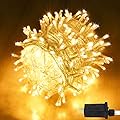 SANJICHA Extra-Long Christmas Lights Outdoor/Indoor, Upgraded Super Bright String Lights, Waterproof 8 Modes Plug in Fairy Lights for Bedroom Party Wedding Garden (Warm White, 300LED)