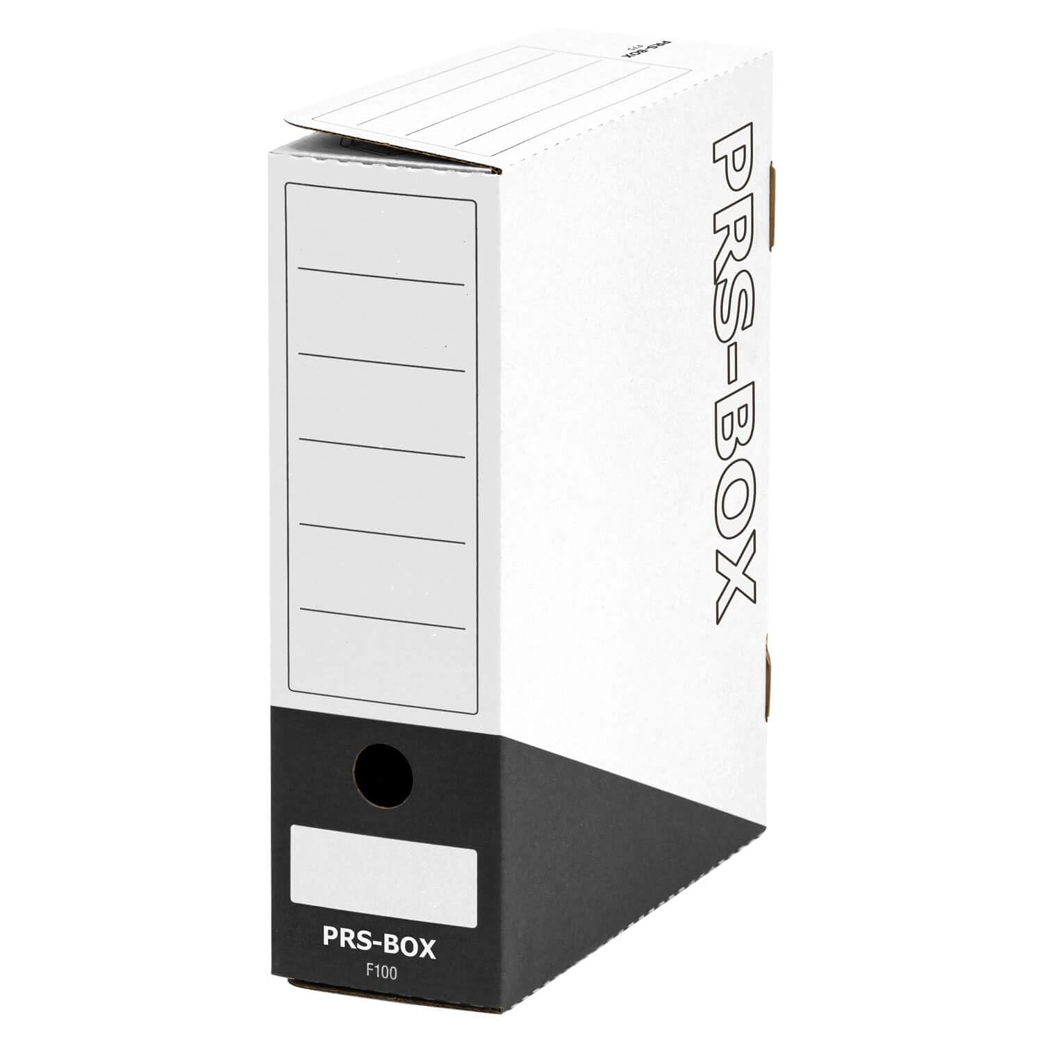 PRS Ablageboxen F100, Weiß/Schwarz, 100mm, 20 Stück | Dokumentenablage, Dokumetenarchiv, Archivbox, ident mit der PRESSEL Ablagebox F100