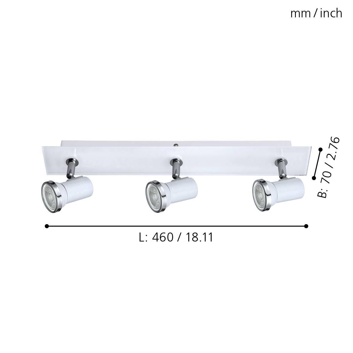 EGLO LED Deckenlampe Tamara 1, 3 flammige Deckenleuchte Bad | Badezimmer Lampe aus Metall in Chrom, Glas in Weiß, Deckenstrahler, Spots inkl. GU10 Leuchtmittel, warmweiß, IP44