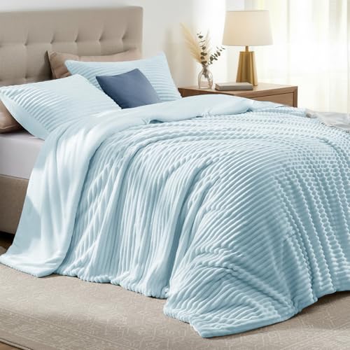 Quataly �ӂ�ӂ� �t���R���t�H�[�^�[�Z�b�g 3�s�[�X - �\�t�g�łӂ�ӂ�̃��C�g�u���[ �t�F�C�N�t�@�[ �|���z�c �t���T�C�Y �~�p�t���[�X�Q��Z�b�g�A�����H�ё�֊|���z�c1���A���J�o�[2���t��