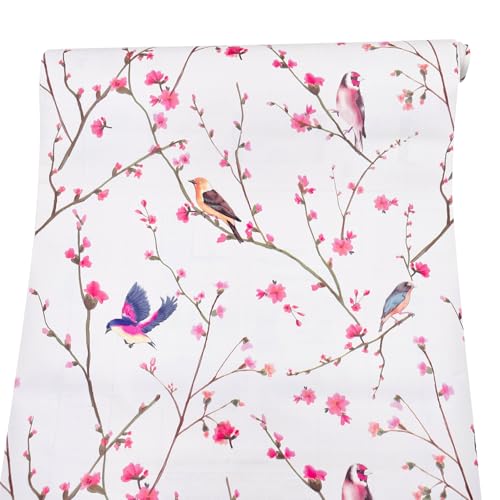 Yifely Peel & Stick Shelf Liner Removable Shelving Paper for Covering Apartment Old Nightstand Closet, Peach Birds, 17.7 Inch by 9.8 Feet