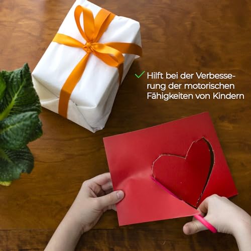 Enid store Bastelschere Kinder-Scheren Set mit Sicherung | Blau Grün Gelb Rosa