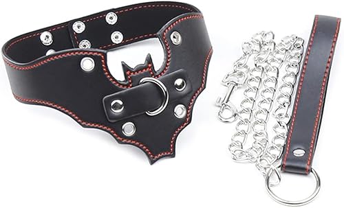 Miniatura 4 de Gargantilla de cuero con forma de murciélagos con cadena de metal, collar ajustable para cosplay, punk, Cuero, No es una piedra preciosa