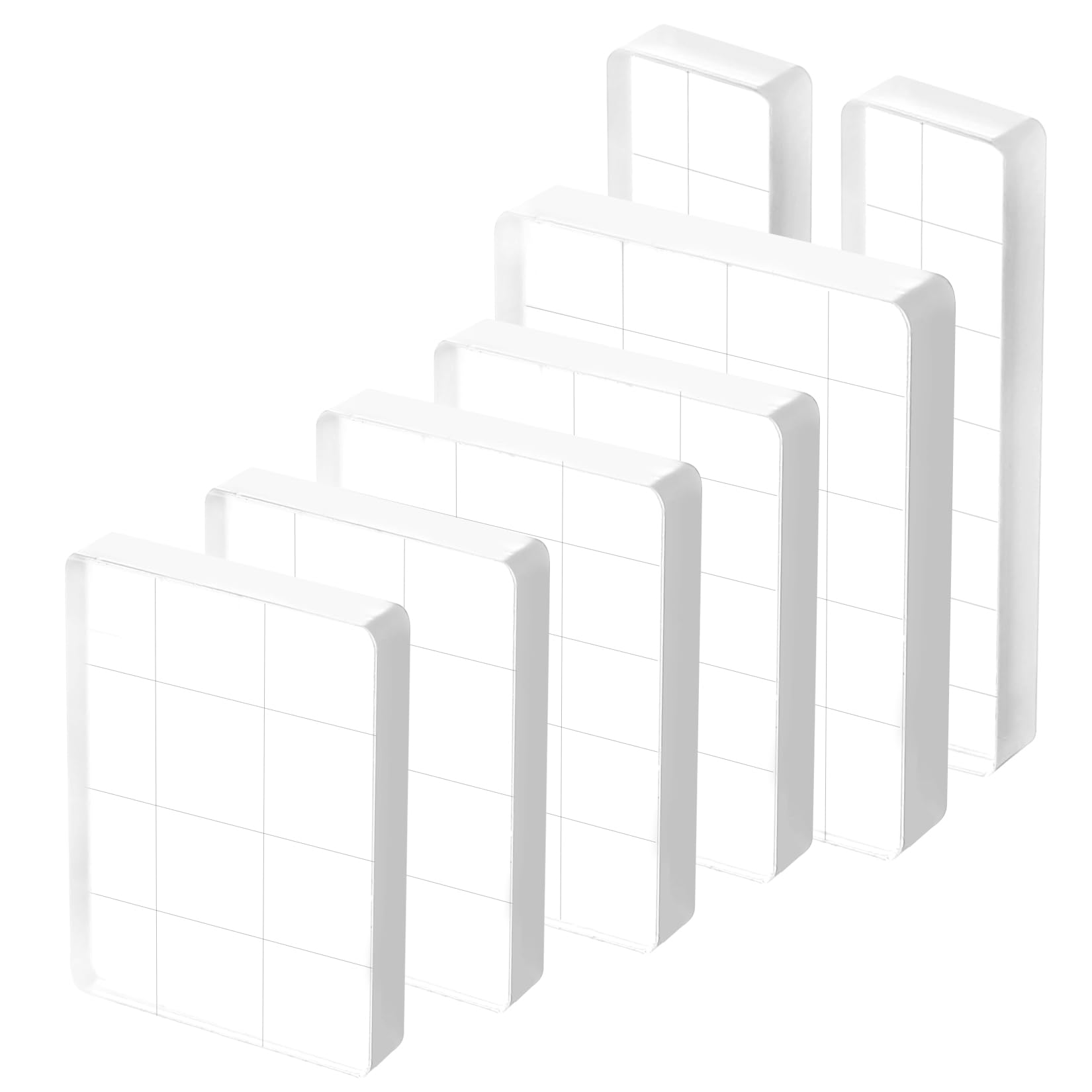 6 Pcs Clear Acrylic Blocks for Stamping Tools, Clear Stamps for Crafting, Silicone Block Stamp Set, Acrylic Stamp Blocks Set with Grid for Scrapbooking Journal DIY Crafts Card Making(Assorted Sizes)