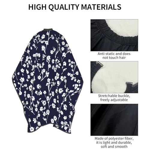 Delantal de peluquería azul marino ajustable con estampado floral 7